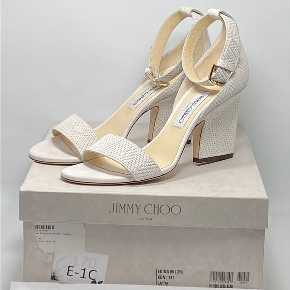 JIMMY CHOO Edina 85 Block Heel Leather Sandals size 39.5 - Picture 11 of 12